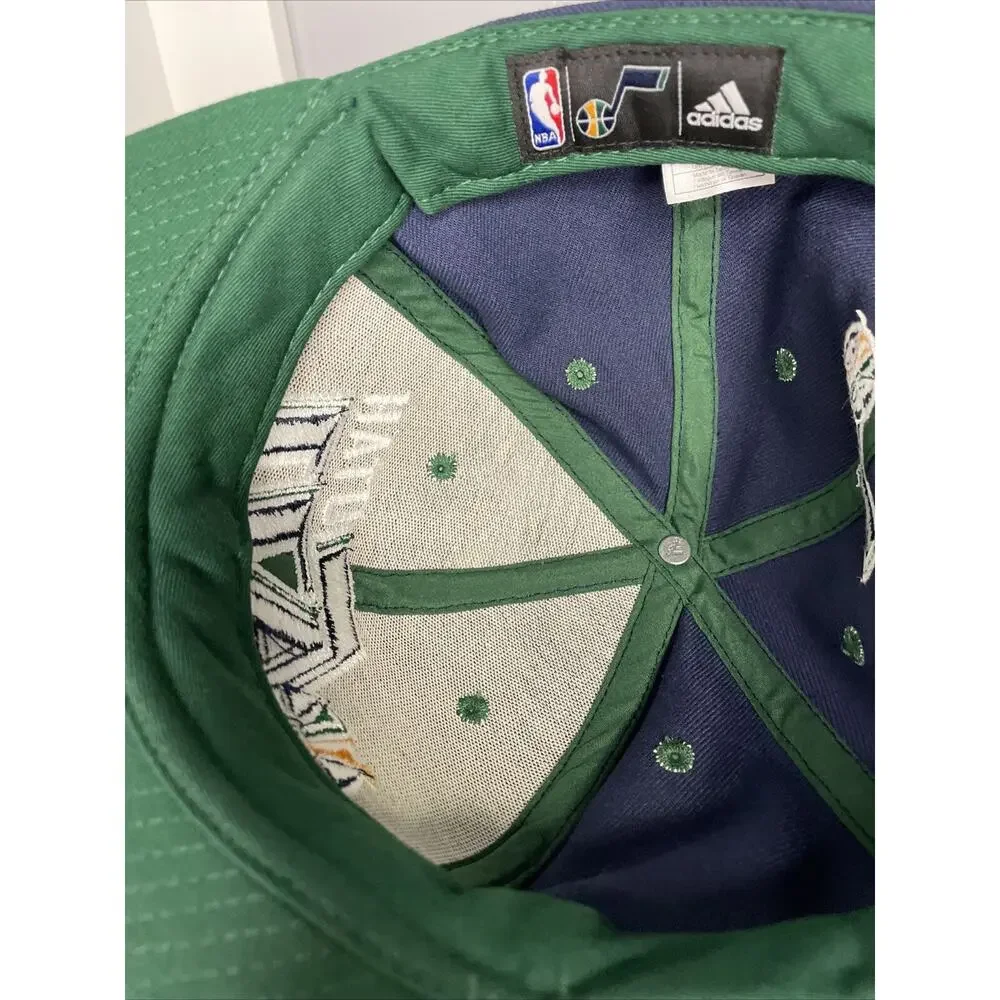 Adidas Utah Jazz Snap Back Hat Green Bill Blue Cap Embroidered Men’s